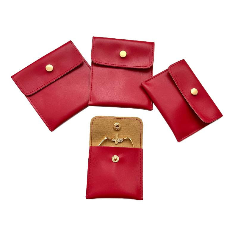 Custom PU Material Jewelry And Accessories Packaging Protection Bag With Logo Printing Flip Cover Clasp Bag