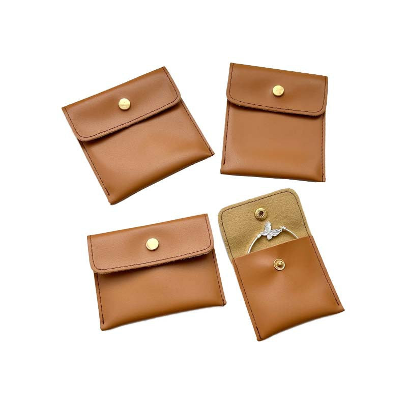 Custom PU Material Jewelry And Accessories Packaging Protection Bag With Logo Printing Flip Cover Clasp Bag