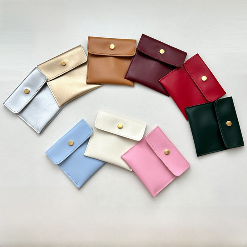 Custom PU Material Jewelry And Accessories Packaging Protection Bag With Logo Printing Flip Cover Clasp Bag