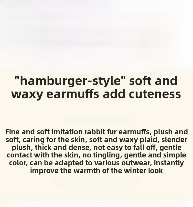 Foldable Winter Ear Muffs For Women, Plush Rabbit Fur, Realistic And Comfortable, Anti-Freeze Ear Pads, Solid Color, Simple Design
