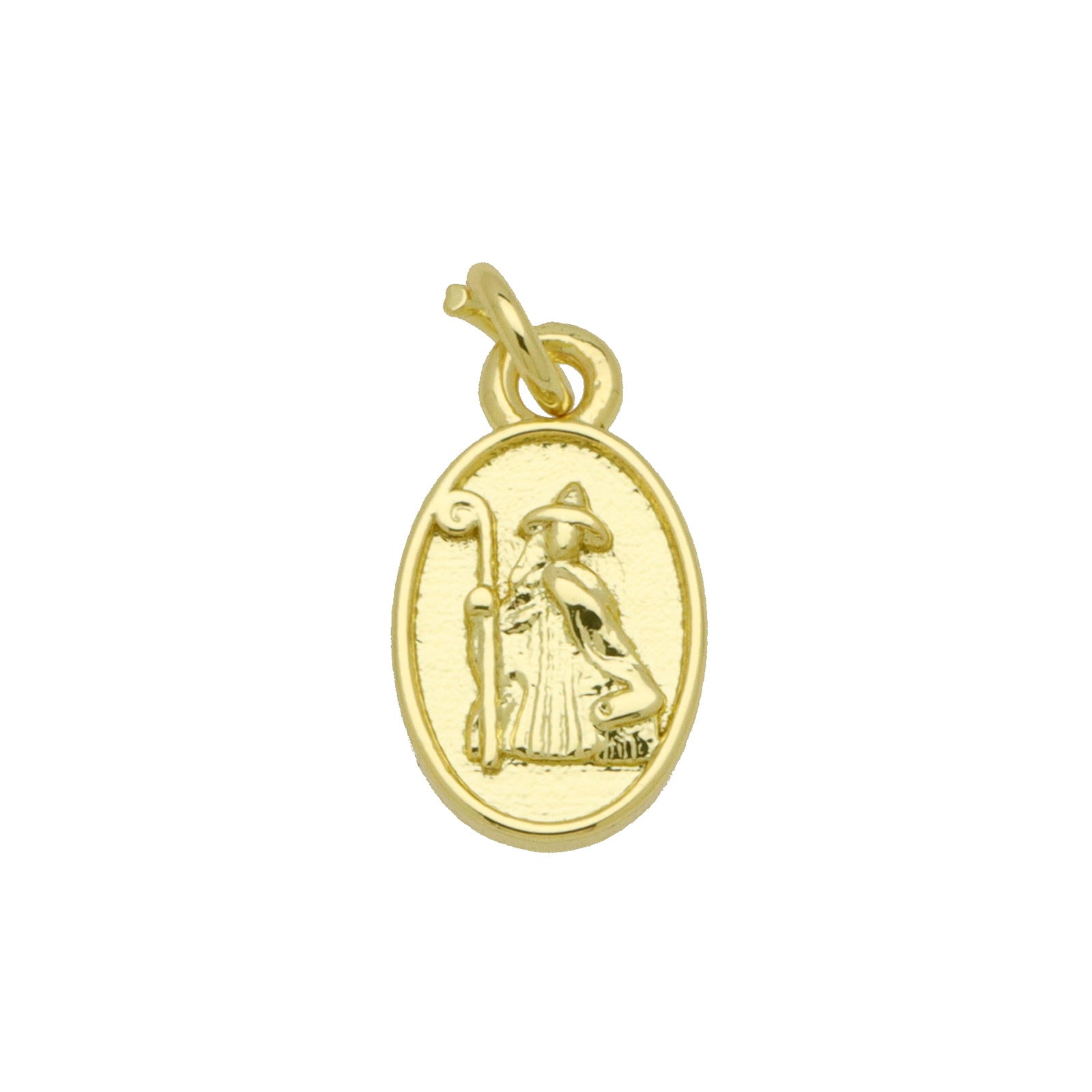 Oval Copper Pendant In Simple Style Featuring Polished Electroplated 18K Real Gold Plating