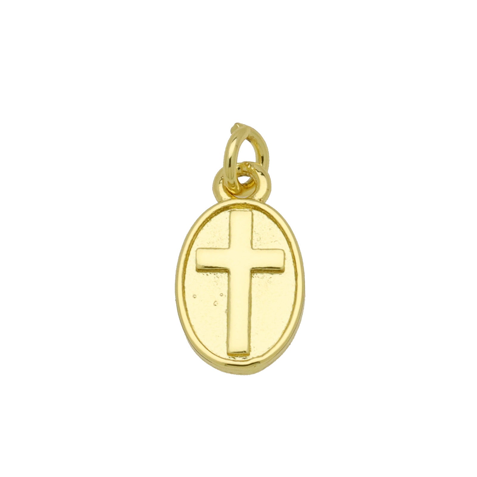 Oval Copper Pendant In Simple Style Featuring Polished Electroplated 18K Real Gold Plating