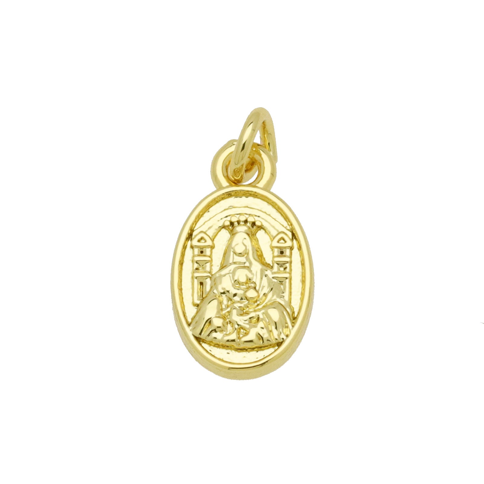 Oval Copper Pendant In Simple Style Featuring Polished Electroplated 18K Real Gold Plating