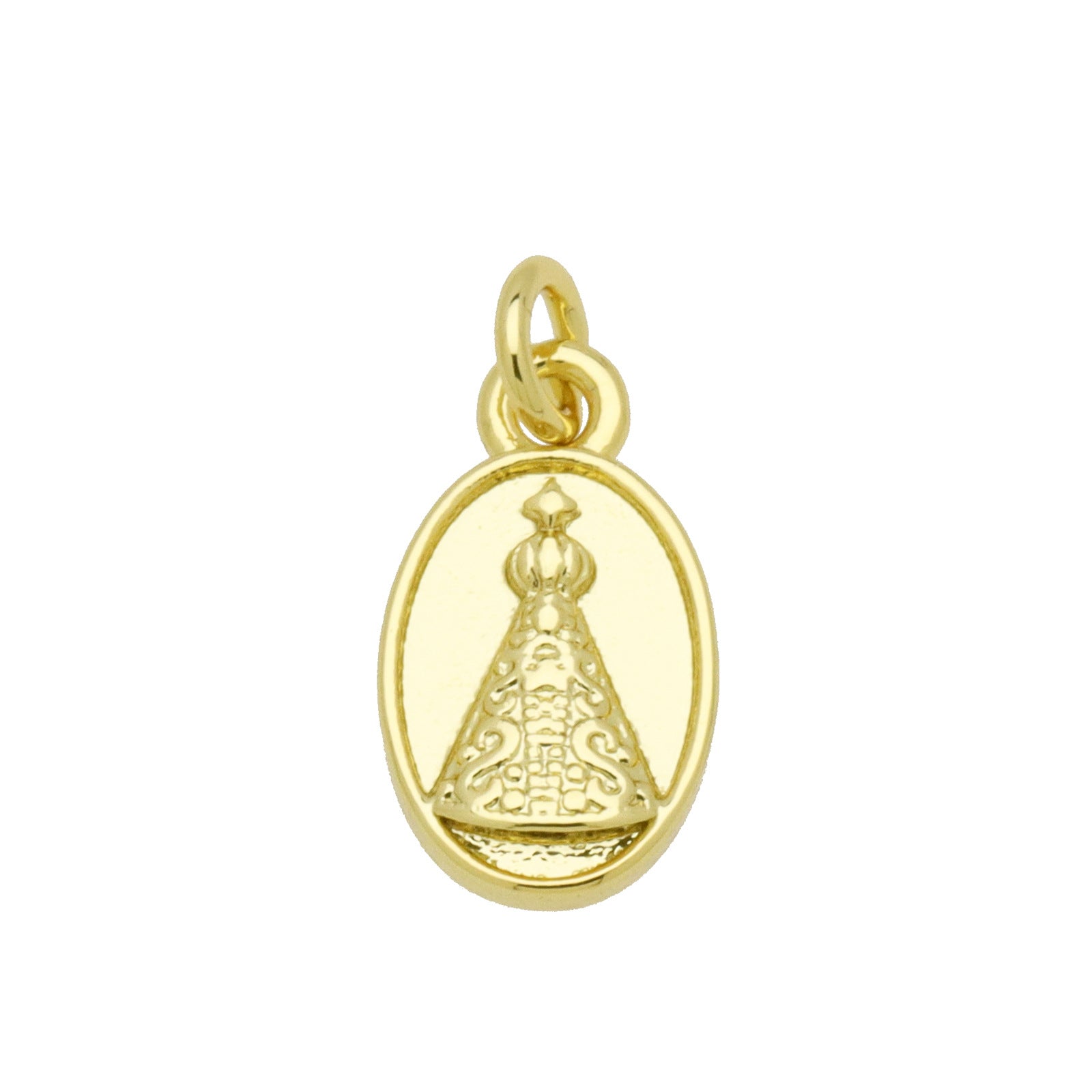 Oval Copper Pendant In Simple Style Featuring Polished Electroplated 18K Real Gold Plating