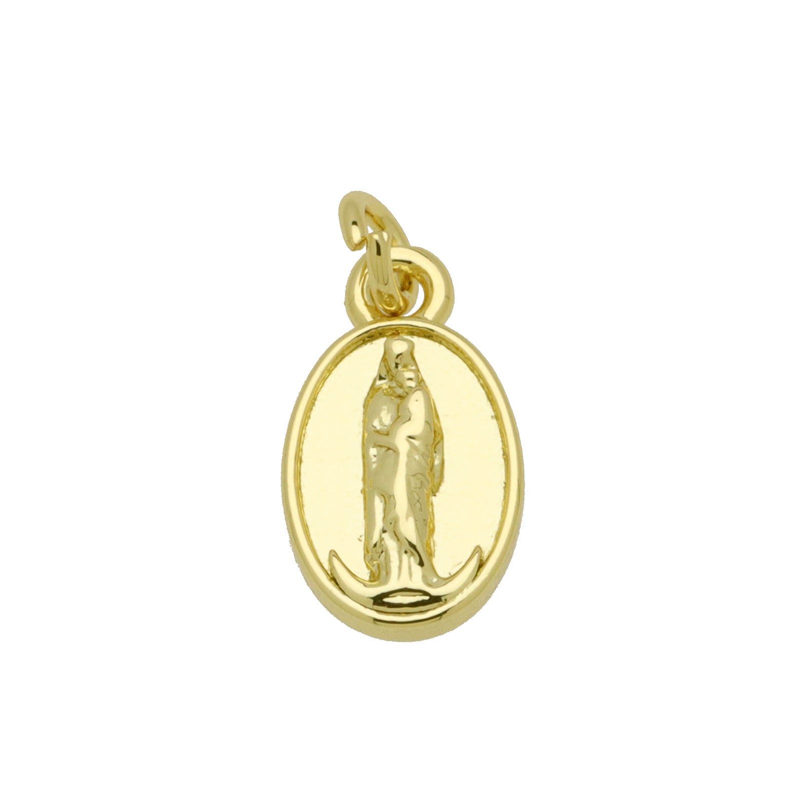 Oval Copper Pendant In Simple Style Featuring Polished Electroplated 18K Real Gold Plating