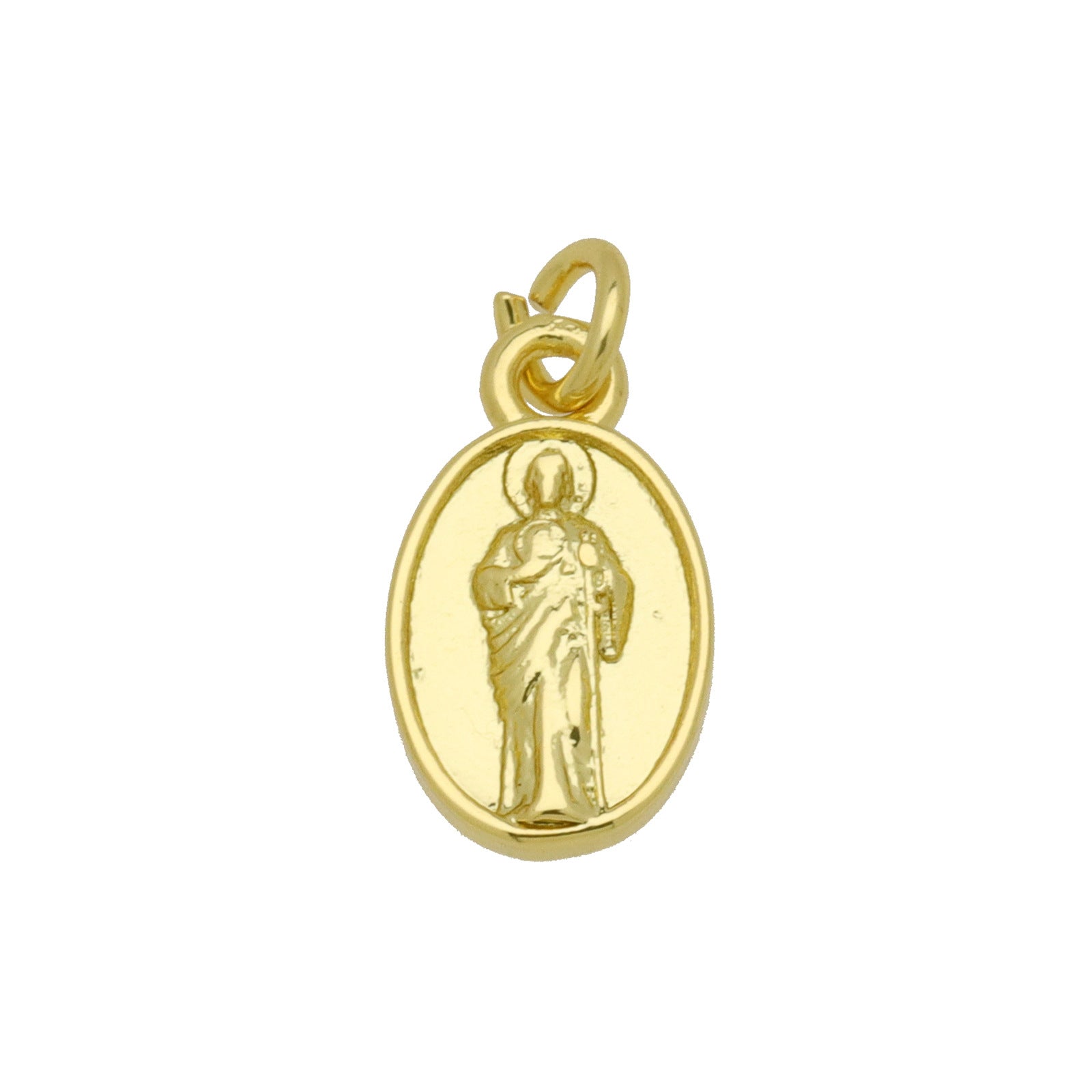 Oval Copper Pendant In Simple Style Featuring Polished Electroplated 18K Real Gold Plating