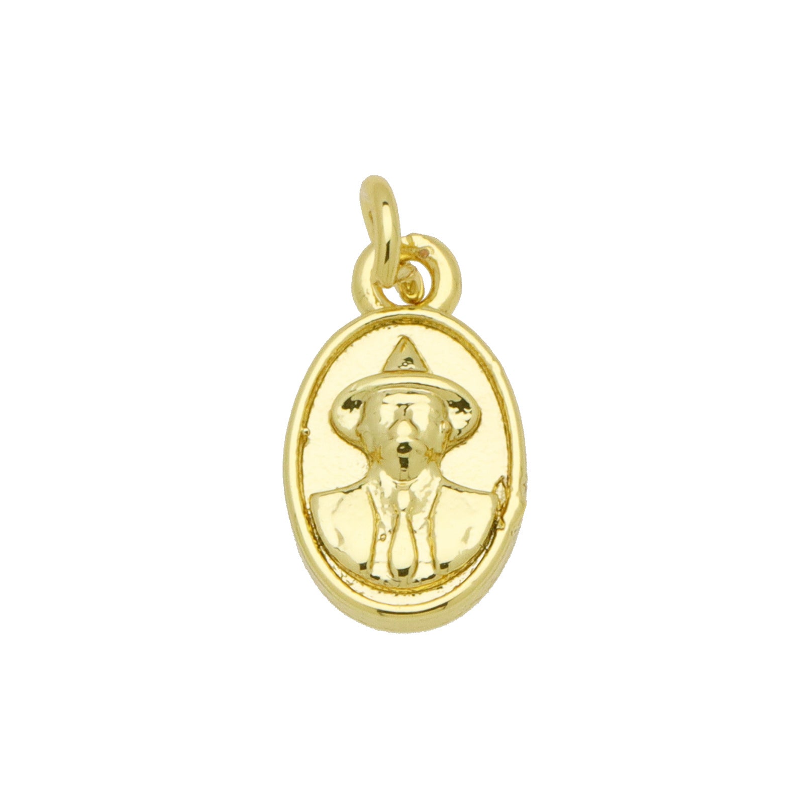 Oval Copper Pendant In Simple Style Featuring Polished Electroplated 18K Real Gold Plating