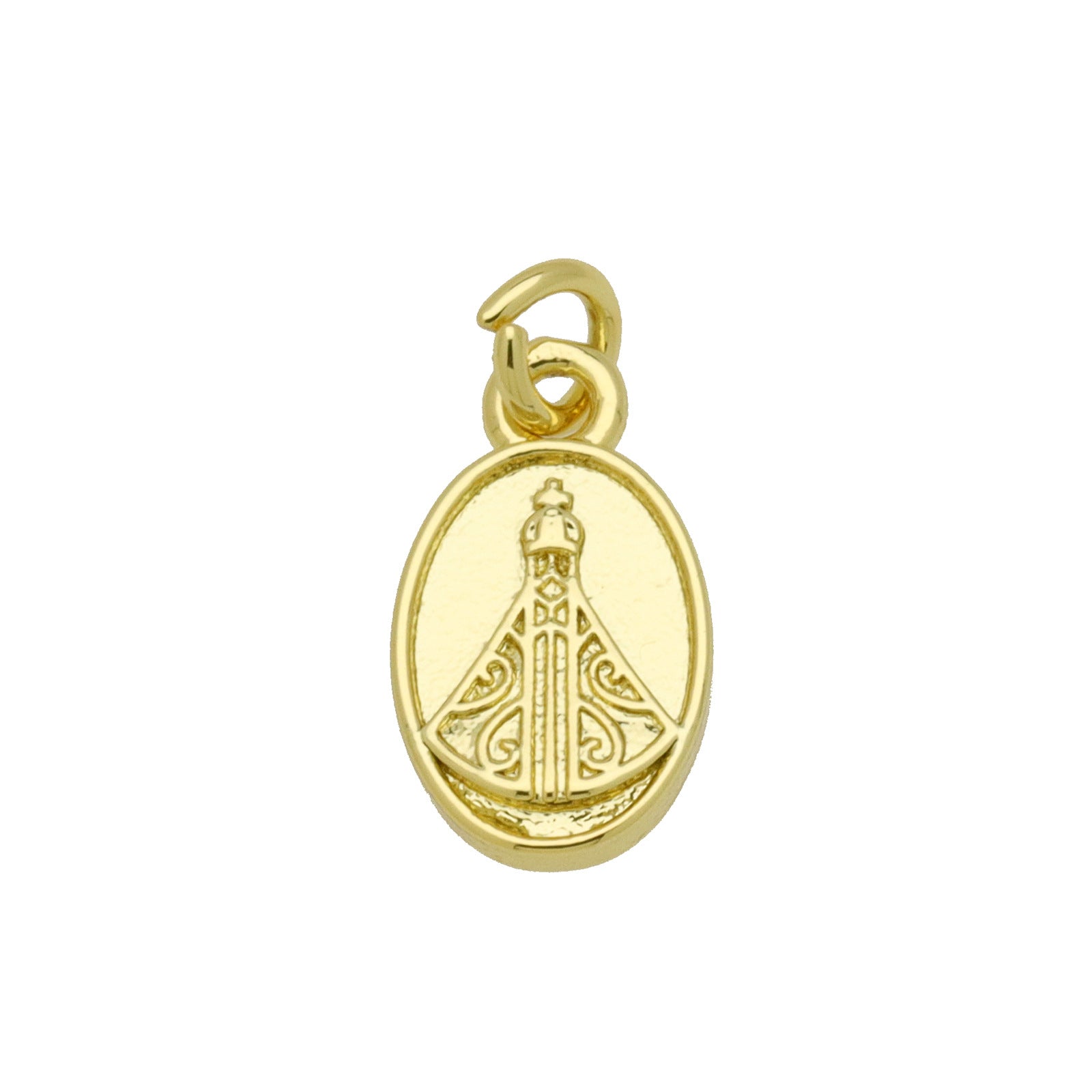 Oval Copper Pendant In Simple Style Featuring Polished Electroplated 18K Real Gold Plating
