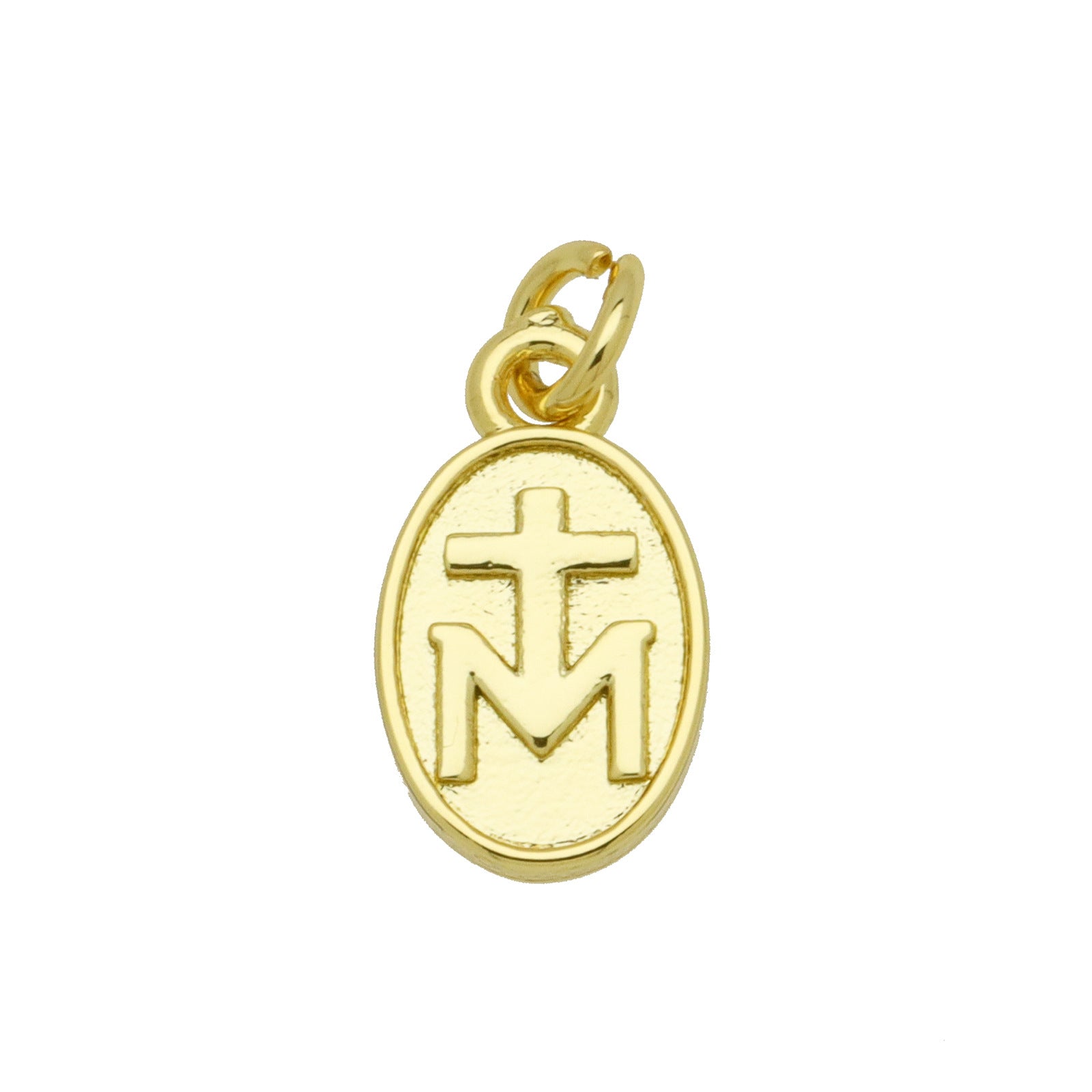 Oval Copper Pendant In Simple Style Featuring Polished Electroplated 18K Real Gold Plating