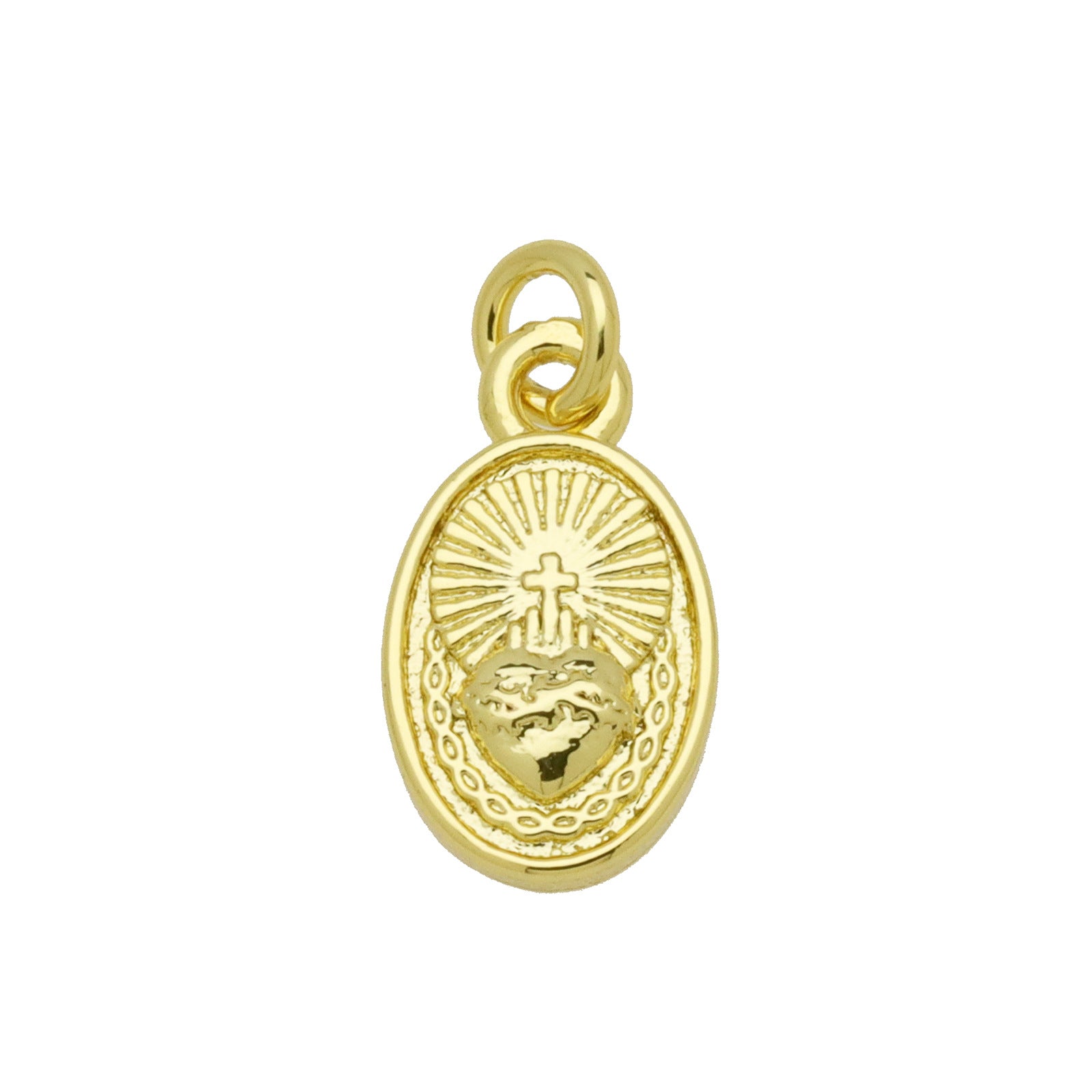 Oval Copper Pendant In Simple Style Featuring Polished Electroplated 18K Real Gold Plating