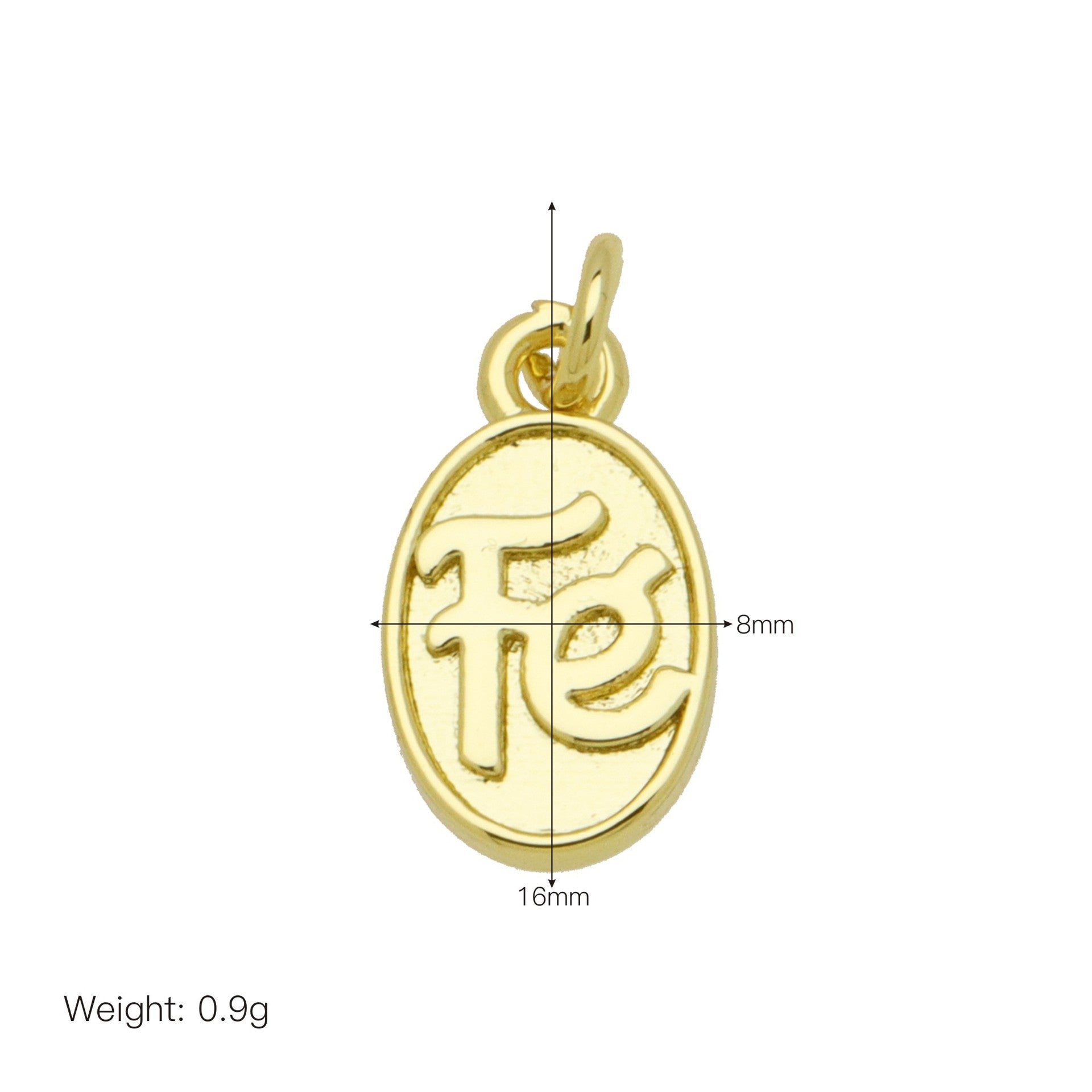 Oval Copper Pendant In Simple Style Featuring Polished Electroplated 18K Real Gold Plating