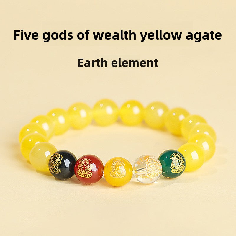 Origin Agate Five Colors Five Directions God Of Wealth Bracelet Unisex Agate Bracelet Zodiac Year Jewelry Accessory Round Shape