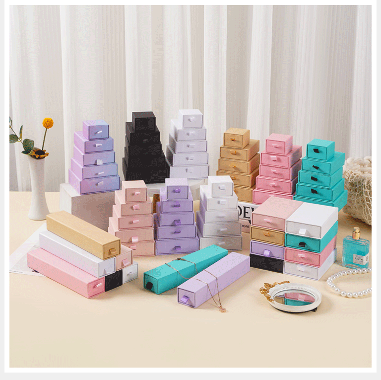 Fashion Solid Color Jewelry Box For Daily Use, Paper Material, 1 Piece