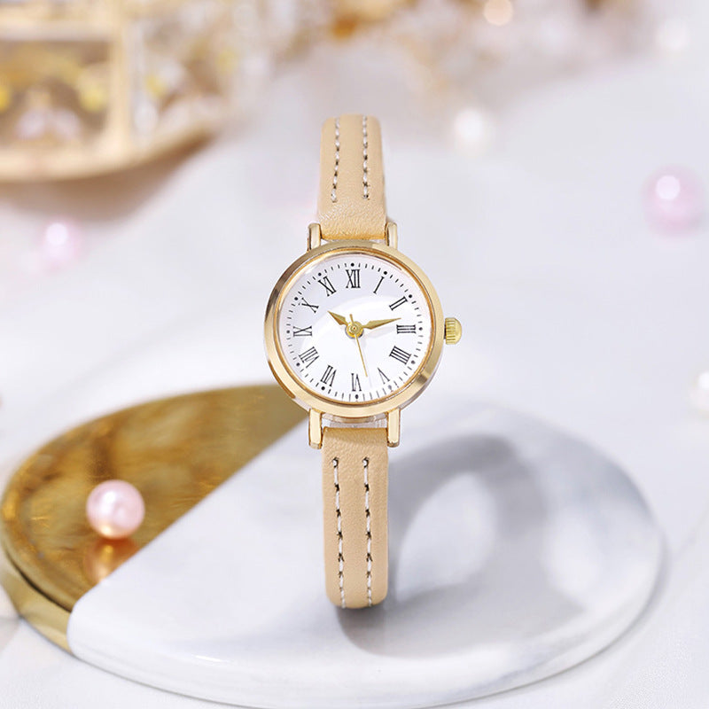 Decorative Thin Strap Quartz Women's Watch Student Simple Leather Strap Women's Wristwatch Mineral Glass Dial