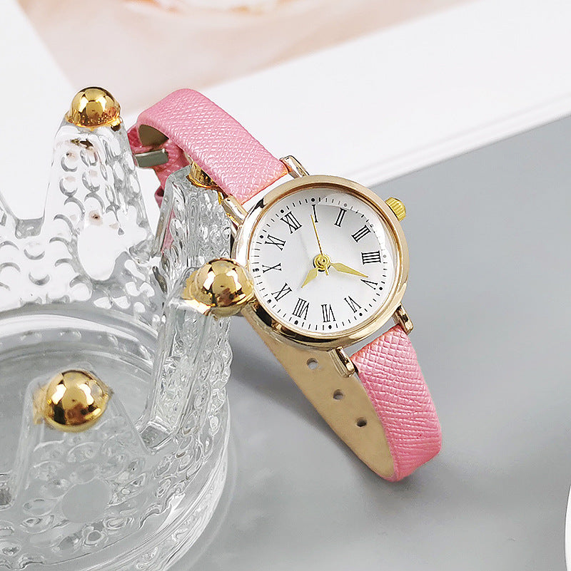 Decorative Thin Strap Quartz Women's Watch Student Simple Leather Strap Women's Wristwatch Mineral Glass Dial