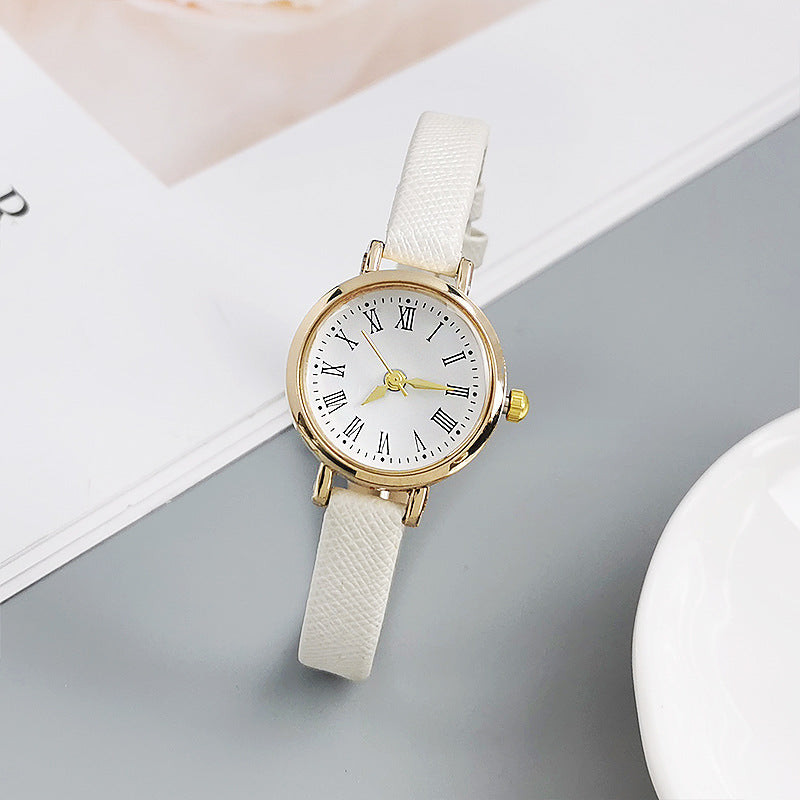 Decorative Thin Strap Quartz Women's Watch Student Simple Leather Strap Women's Wristwatch Mineral Glass Dial
