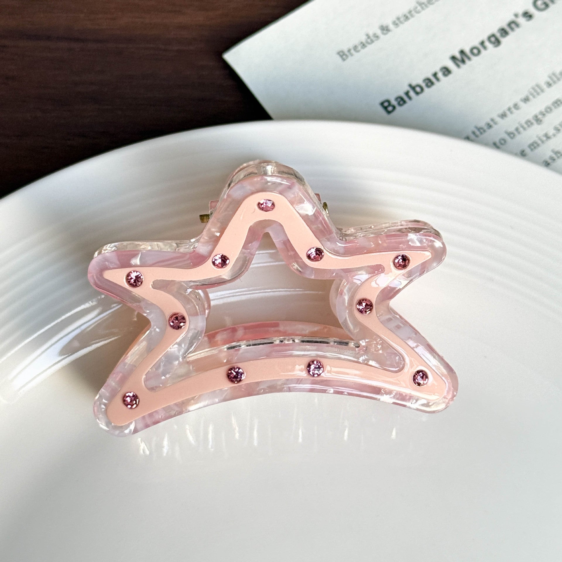 Large Acrylic Hair Clip Glowing Starfish Polka Dot Bun Hair Accessory Modern Women Leopard Print