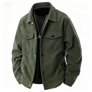 Men's Stripe Single Breasted Blouse Jacket In Polyester Fabric Featuring Jacquard Craftsmanship