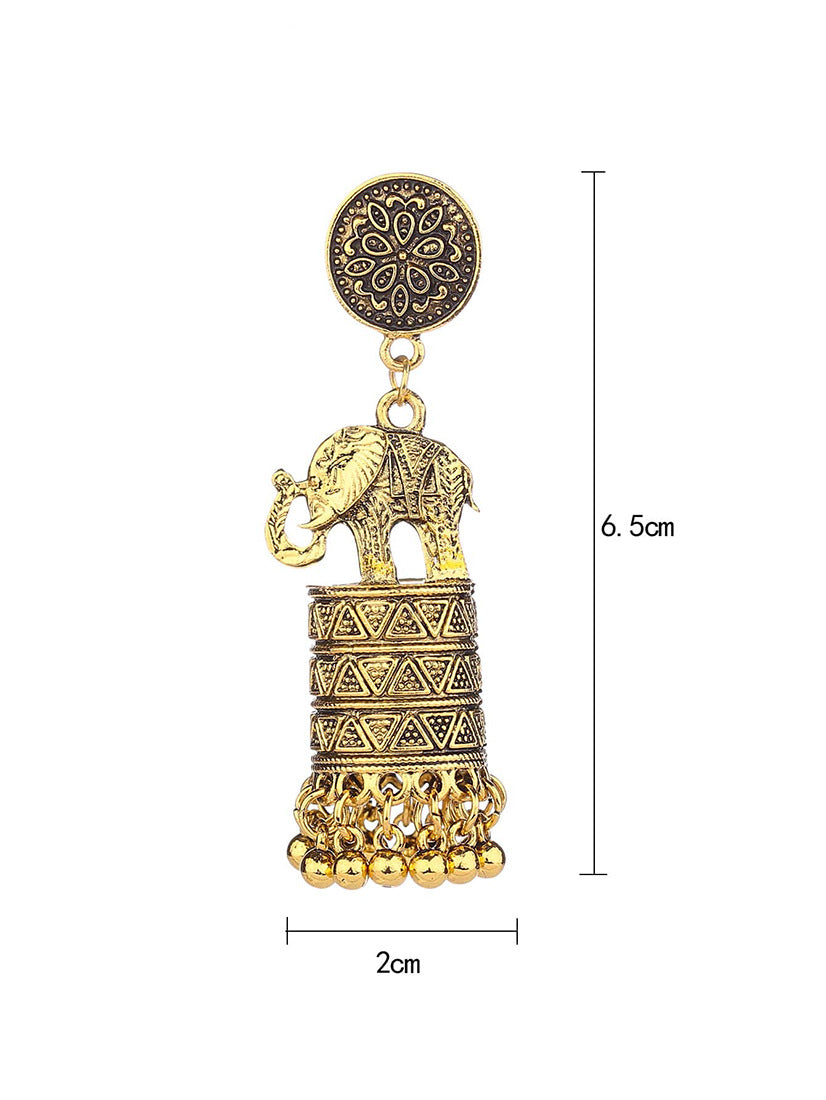 Elephant Tassel Drop Earrings For Women In Silver Alloy Featuring 304 Stainless Steel Ear Pins