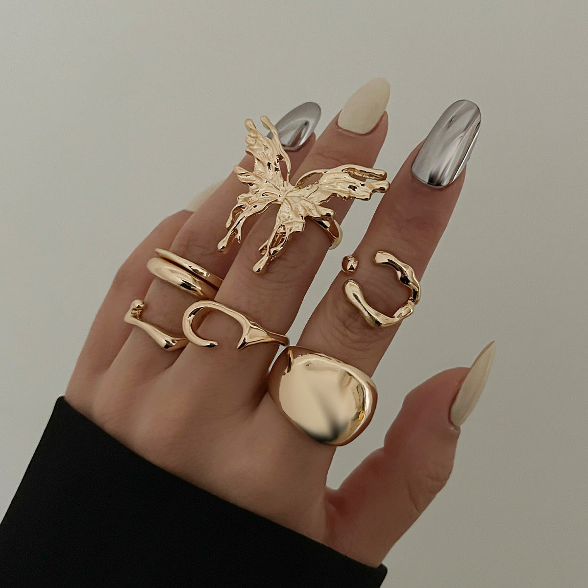 Butterfly Ring For Women 1 Set Made Of Zinc Alloy Featuring Electroplated Finish