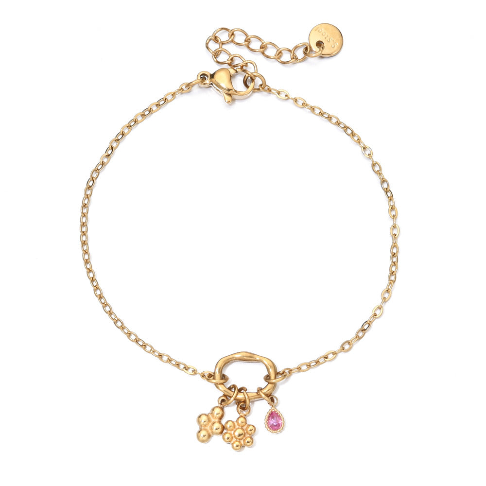 Bohemian Gold-Plated Stainless Steel Shell Starfish Fish Women's Bracelet Casual Date Travel Daily Jewelry Accessory