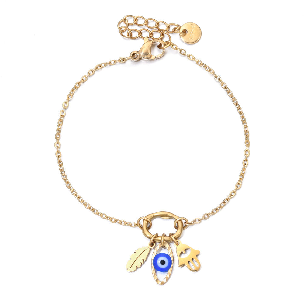 Bohemian Gold-Plated Stainless Steel Shell Starfish Fish Women's Bracelet Casual Date Travel Daily Jewelry Accessory