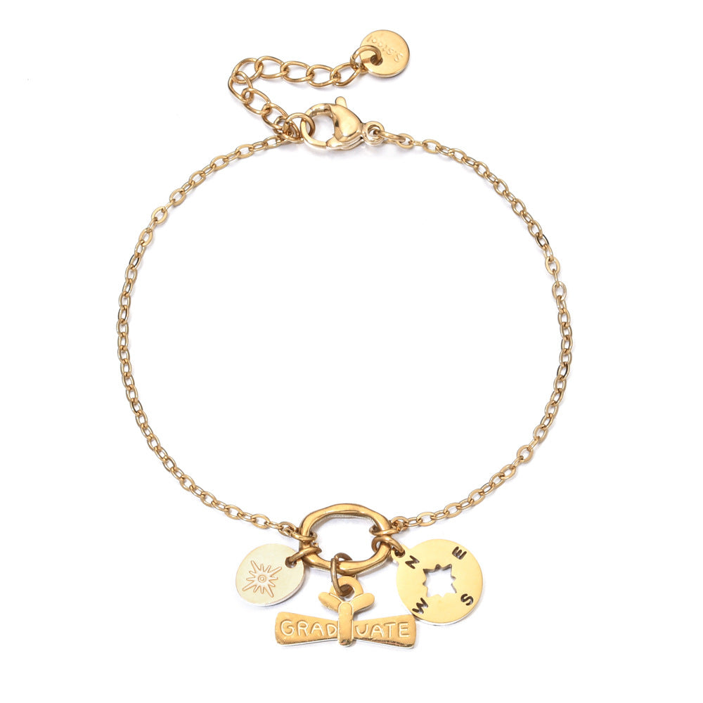 Bohemian Gold-Plated Stainless Steel Shell Starfish Fish Women's Bracelet Casual Date Travel Daily Jewelry Accessory