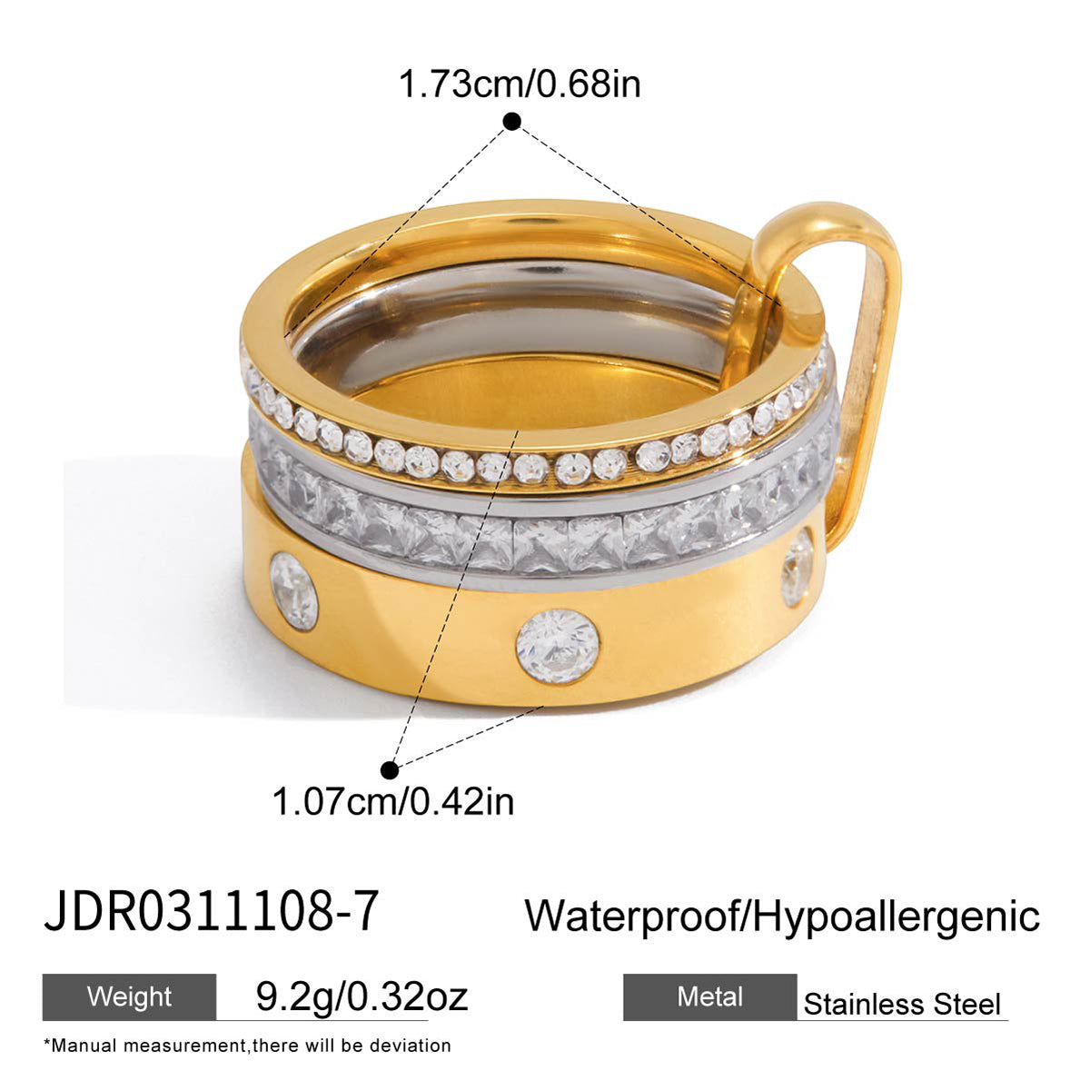 Geometric Waterproof Women's Necklace With 18K Gold Plated 304 Stainless Steel, Zircon Inlay, PVD Coated Chain