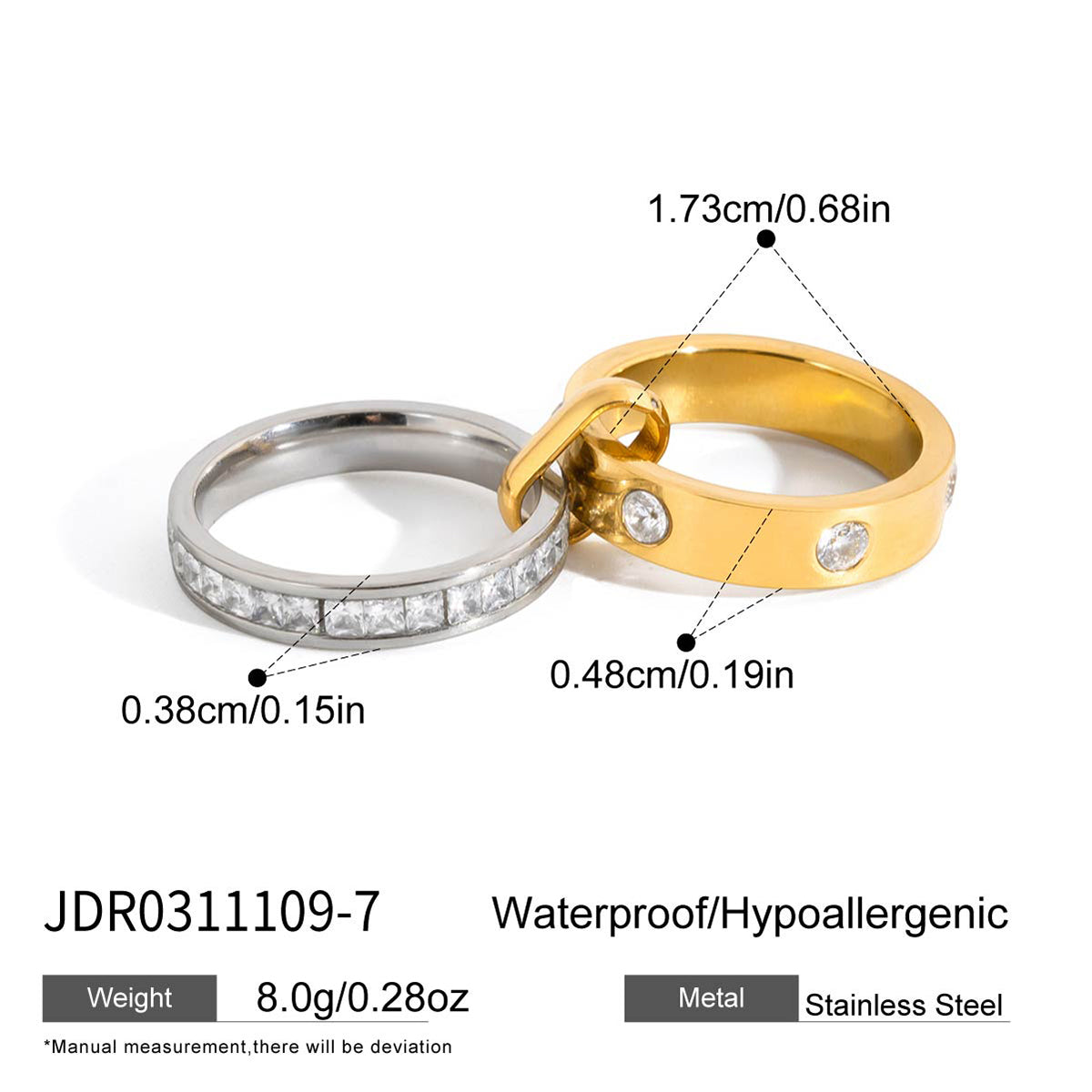 Geometric Waterproof Women's Necklace With 18K Gold Plated 304 Stainless Steel, Zircon Inlay, PVD Coated Chain