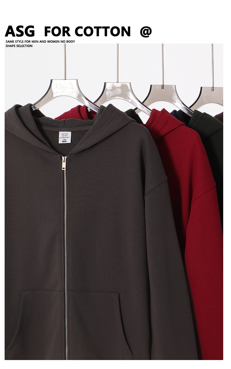 Men's Vintage Style Solid Color Hoodie In Coffer With Long Sleeve Cotton Fabric