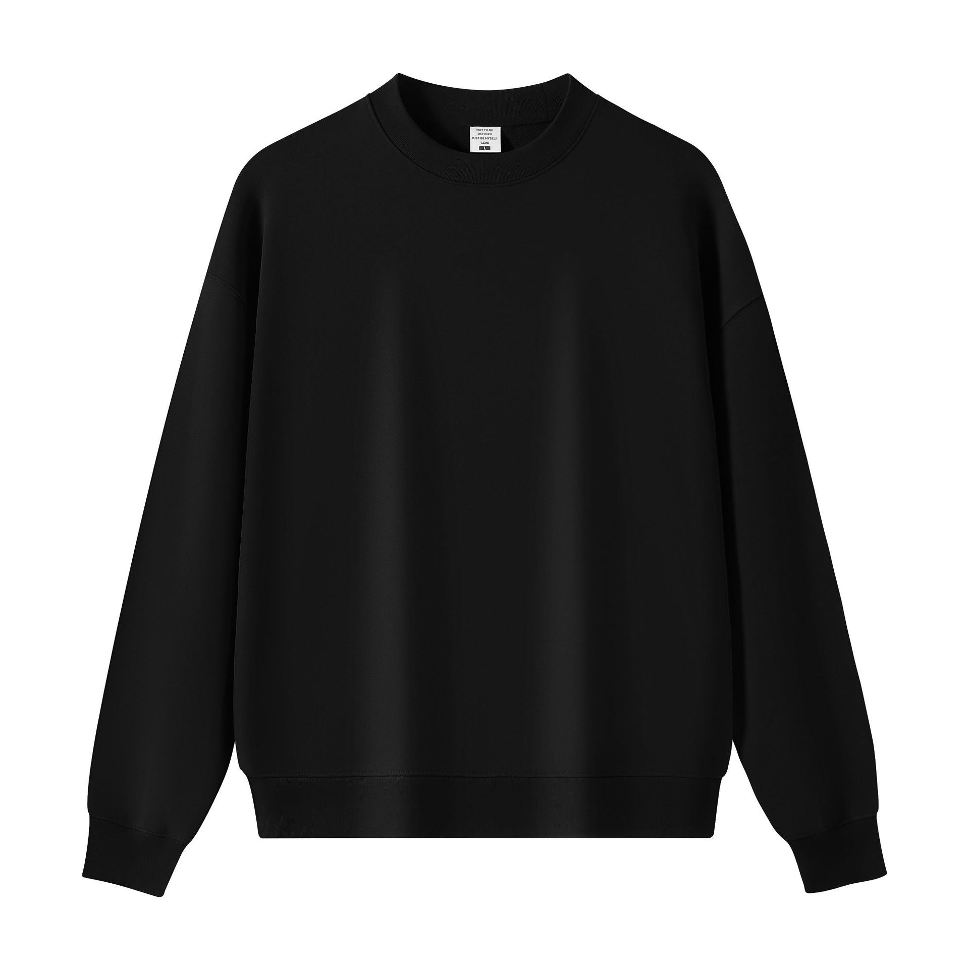 Men's Solid Color Dyed Black Cotton Long Sleeve Hoodie