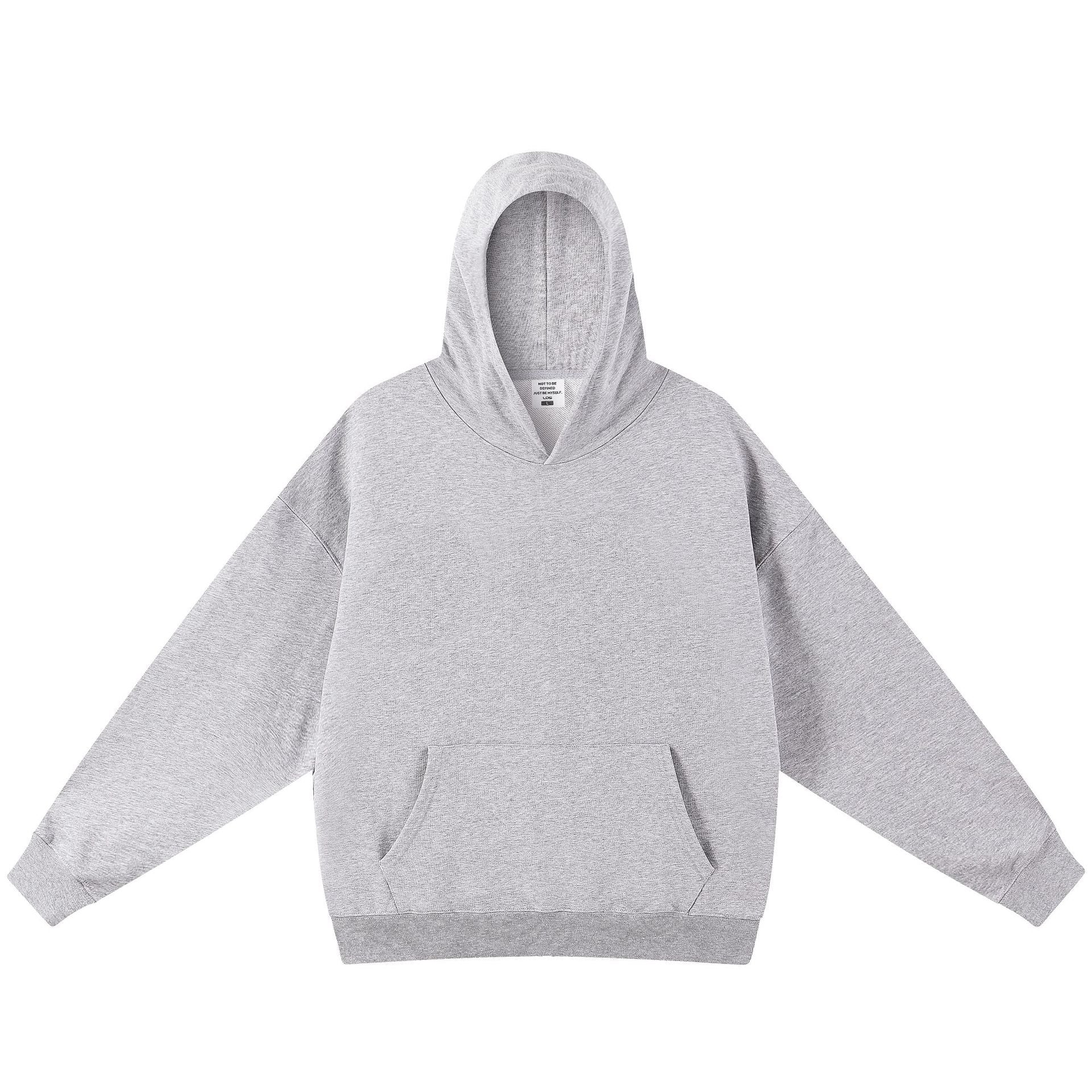 Men's Vintage Style Solid Color Dyed Black Cotton Long Sleeve Hoodie