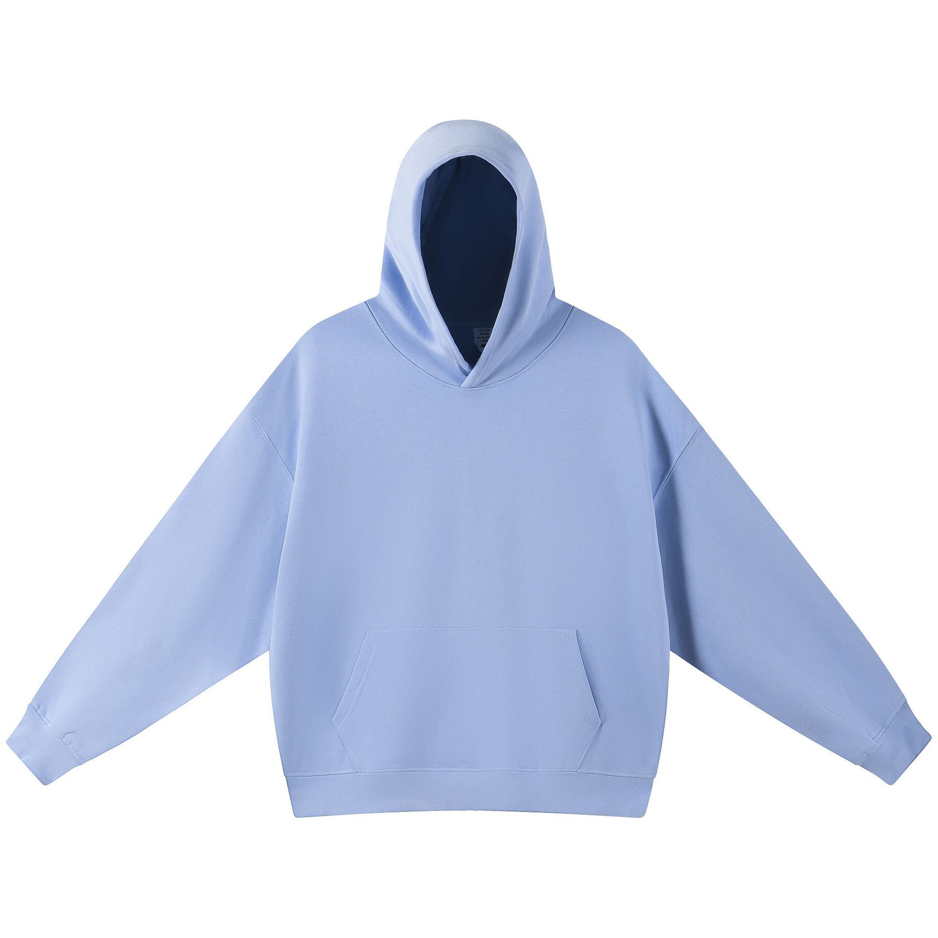 Men's Vintage Style Solid Color Dyed Black Cotton Long Sleeve Hoodie