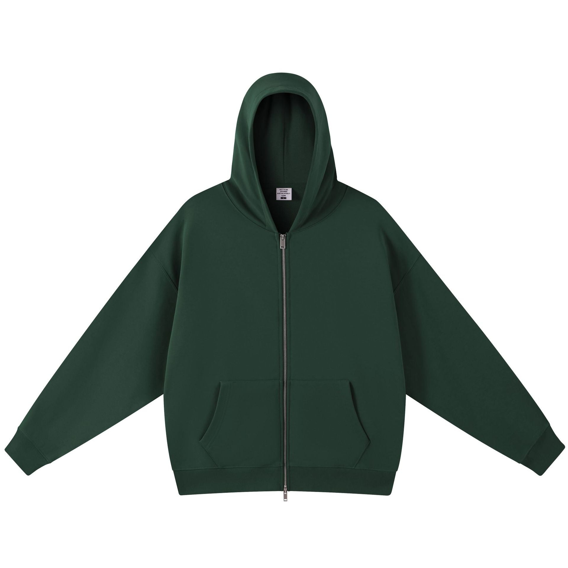 Men's Solid Color Dyed Black Cotton Long Sleeve Hoodie
