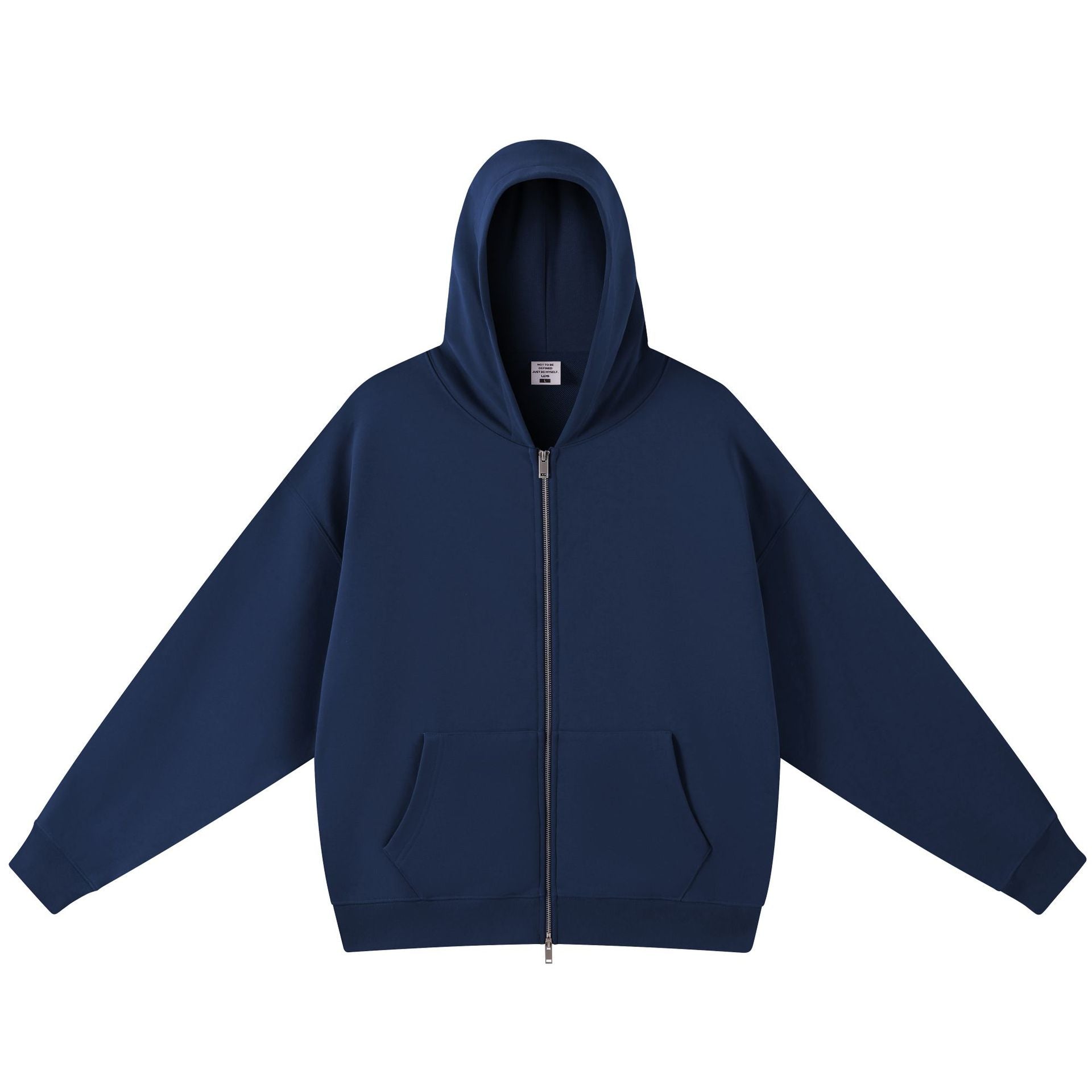 Men's Solid Color Dyed Black Cotton Long Sleeve Hoodie