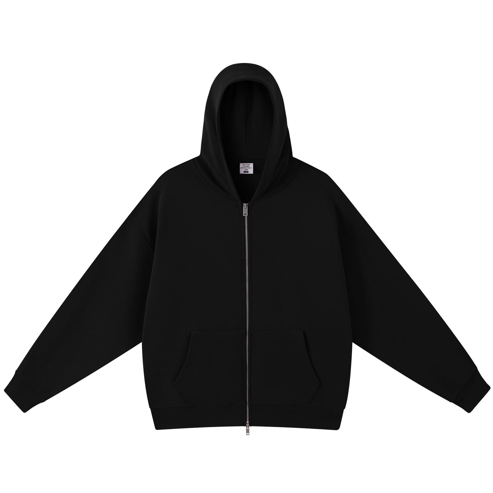 Men's Solid Color Dyed Black Cotton Long Sleeve Hoodie