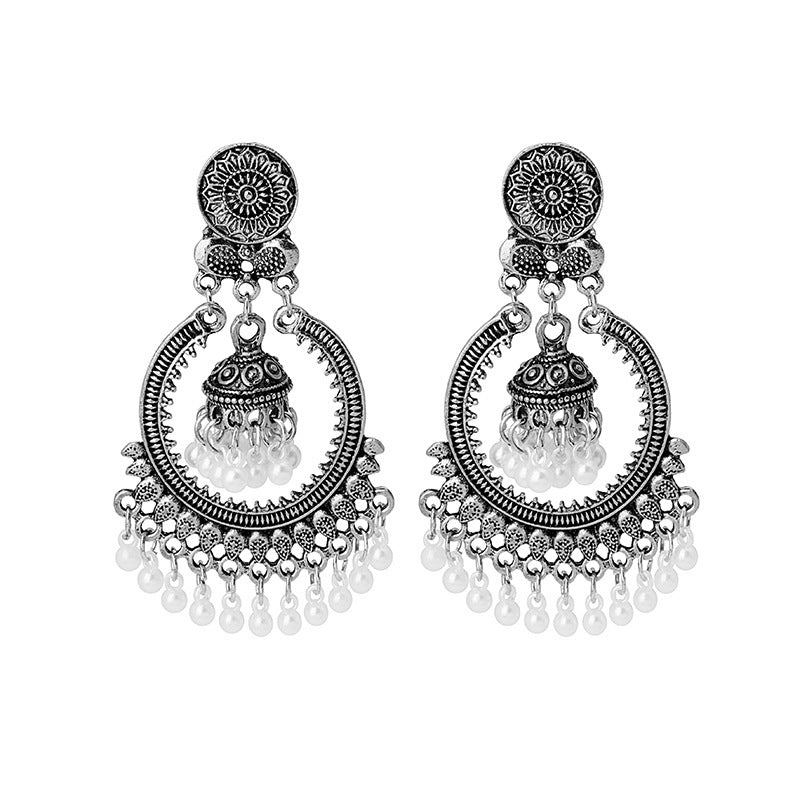 Bohemian Gold Tassel Bell Earrings For Women In Alloy