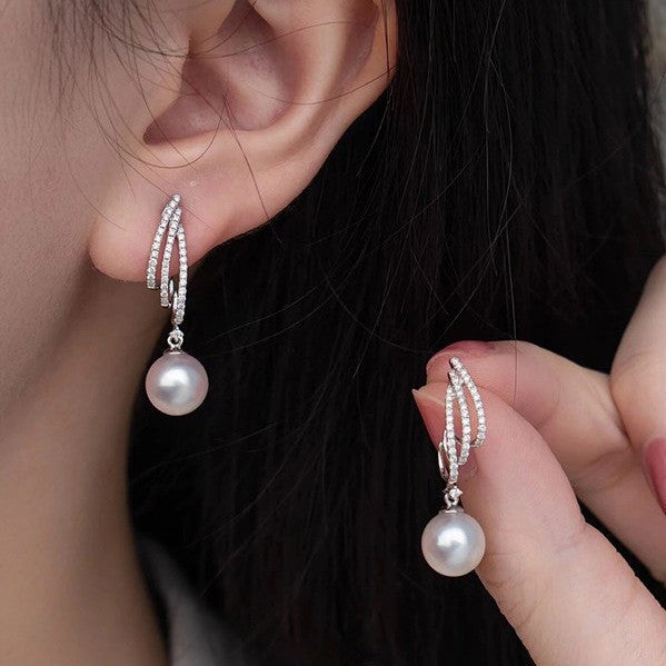 Heart Shape Earrings For Women Featuring Zinc Alloy With Artificial Pearl Inlay And 925 Sterling Silver Posts, Sweet Style