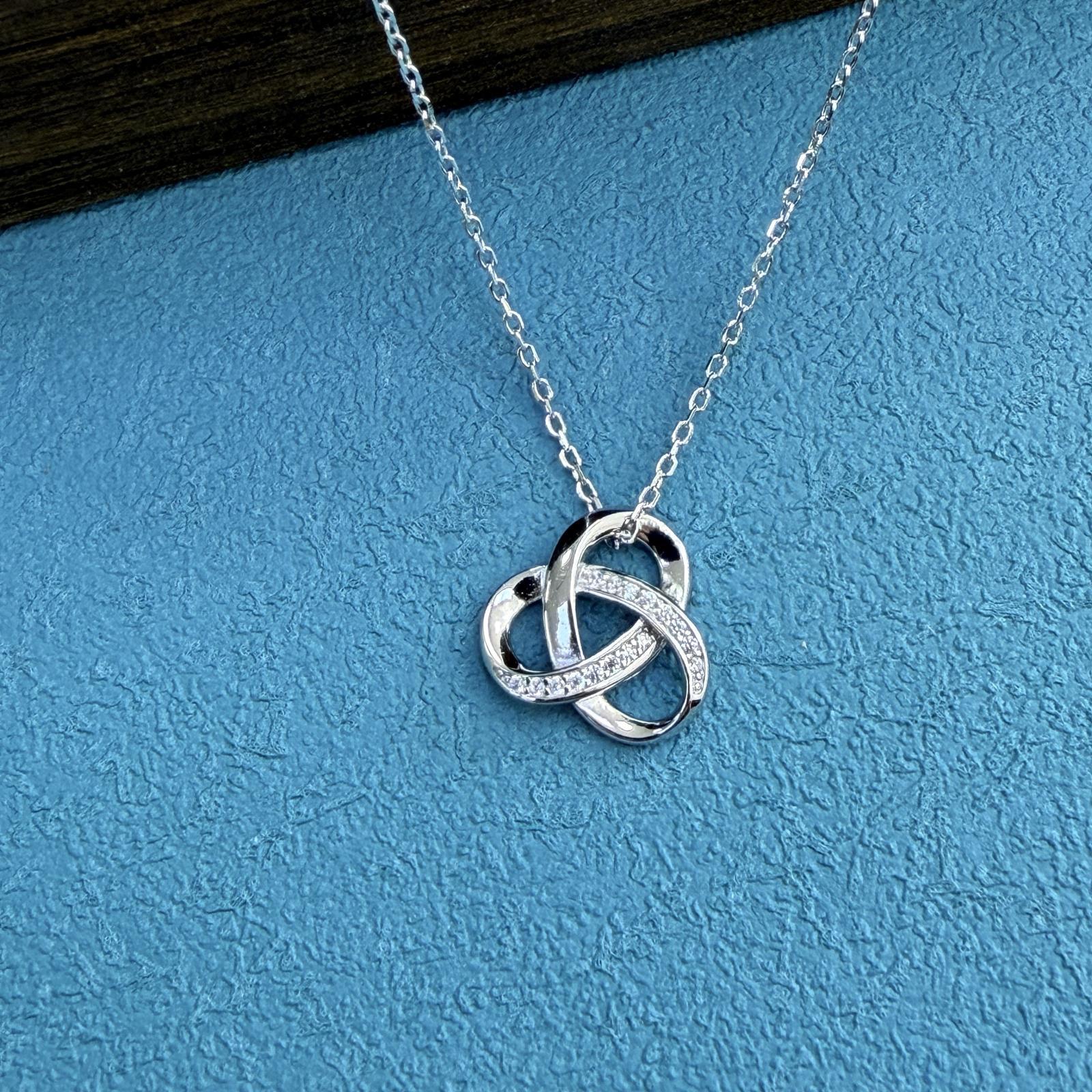 Knot Necklace For Women In 925 Sterling Silver With Golden Cable Chain