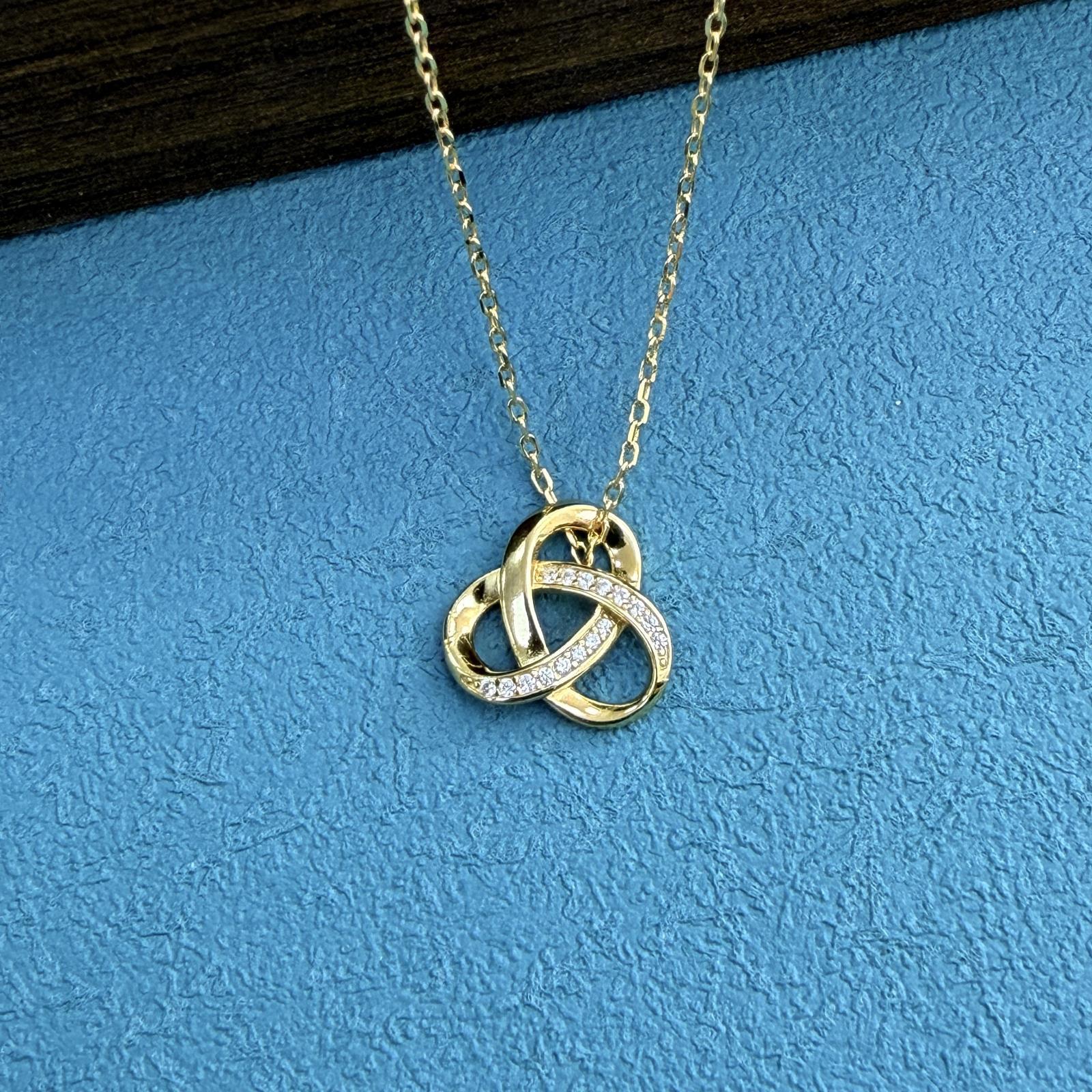 Knot Necklace For Women In 925 Sterling Silver With Golden Cable Chain