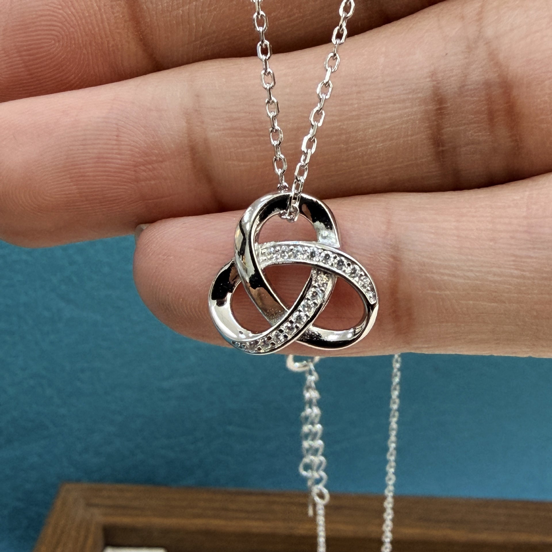 Knot Necklace For Women In 925 Sterling Silver With Golden Cable Chain