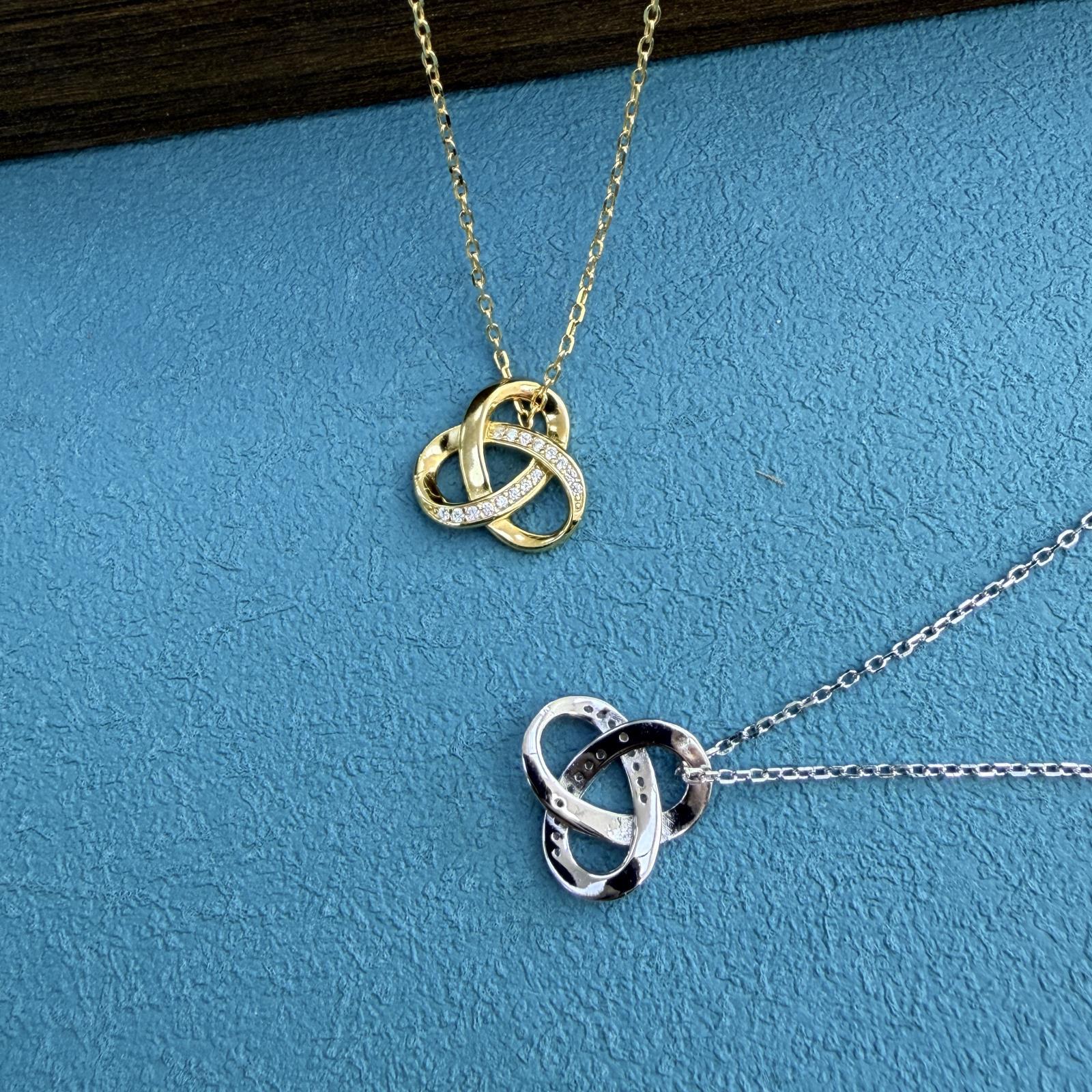 Knot Necklace For Women In 925 Sterling Silver With Golden Cable Chain