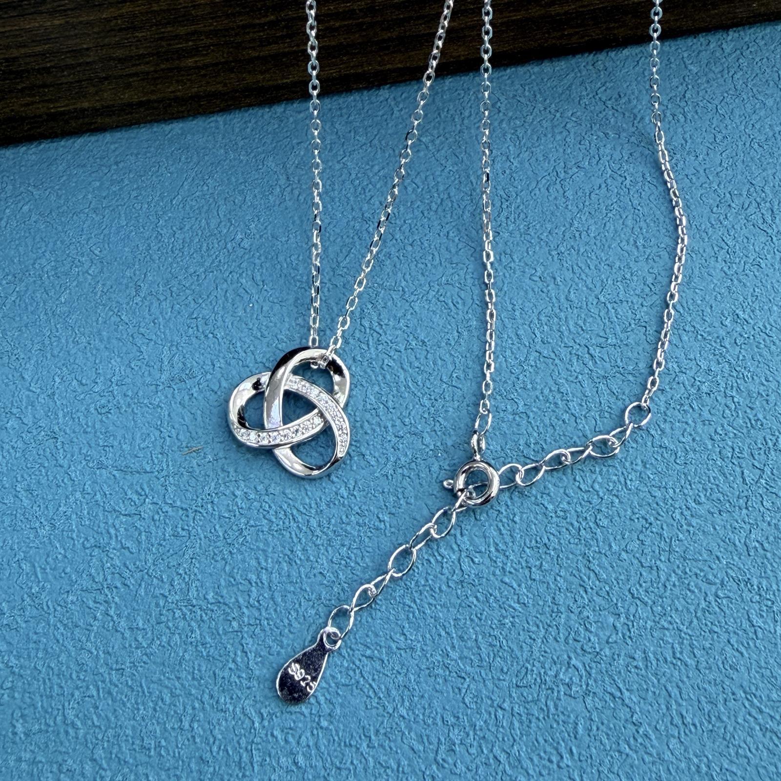 Knot Necklace For Women In 925 Sterling Silver With Golden Cable Chain