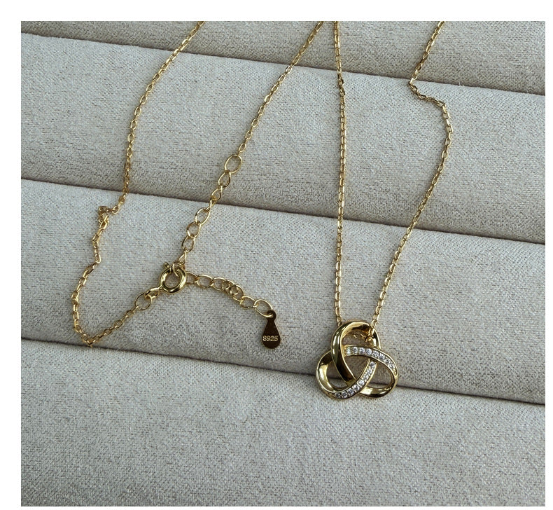Knot Necklace For Women In 925 Sterling Silver With Golden Cable Chain