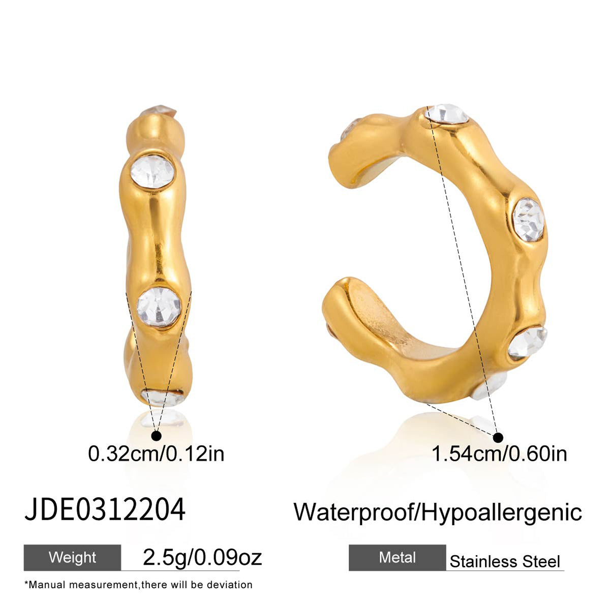 Geometric Rings For Women, Waterproof Non Tarnish 304 Stainless Steel With 18K Real Gold Plated PVD Coating And Zircon Inlay