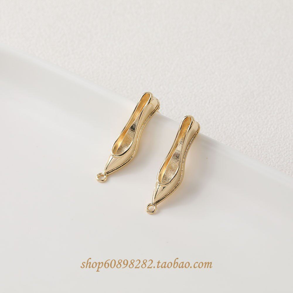 1 PCS Copper Heels Earring Findings With 14K Real Gold Plated Electroplated Finish, Handmade Jewelry Accessories