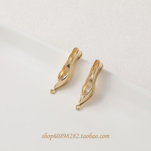 1 PCS Copper Heels Earring Findings With 14K Real Gold Plated Electroplated Finish, Handmade Jewelry Accessories