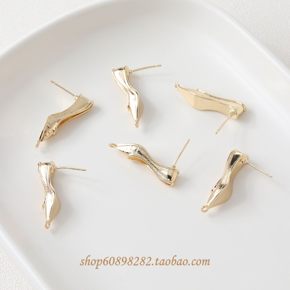1 PCS Copper Heels Earring Findings With 14K Real Gold Plated Electroplated Finish, Handmade Jewelry Accessories