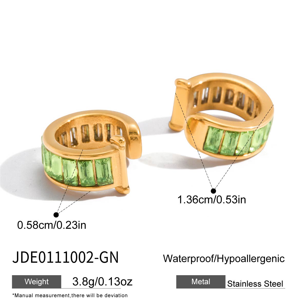 Geometric Rings For Women, Waterproof Non Tarnish 304 Stainless Steel With 18K Real Gold Plated PVD Coating And Zircon Inlay