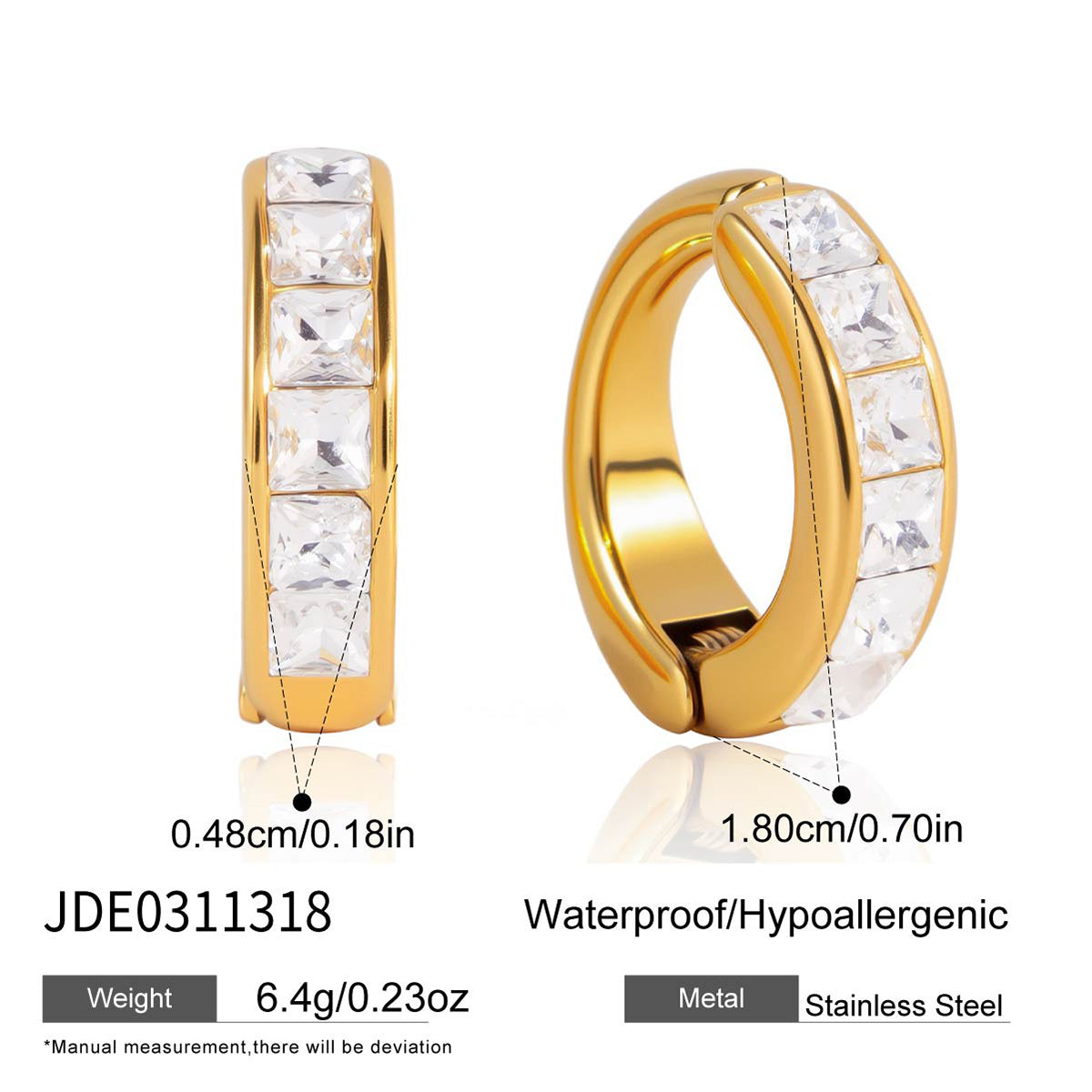 Geometric Rings For Women, Waterproof Non Tarnish 304 Stainless Steel With 18K Real Gold Plated PVD Coating And Zircon Inlay